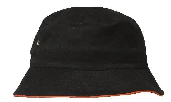 Headwear Bucket Hat With Sandwich Trim Brushed Heavy Sports Twill *no Sandwich* X12